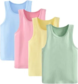 Nightaste Toddler Girl's Soft Cotton Camisoles Undershirt Little Kids Pack of 4pcs Tank Tops with Cute Prints Fits 2-9 Years