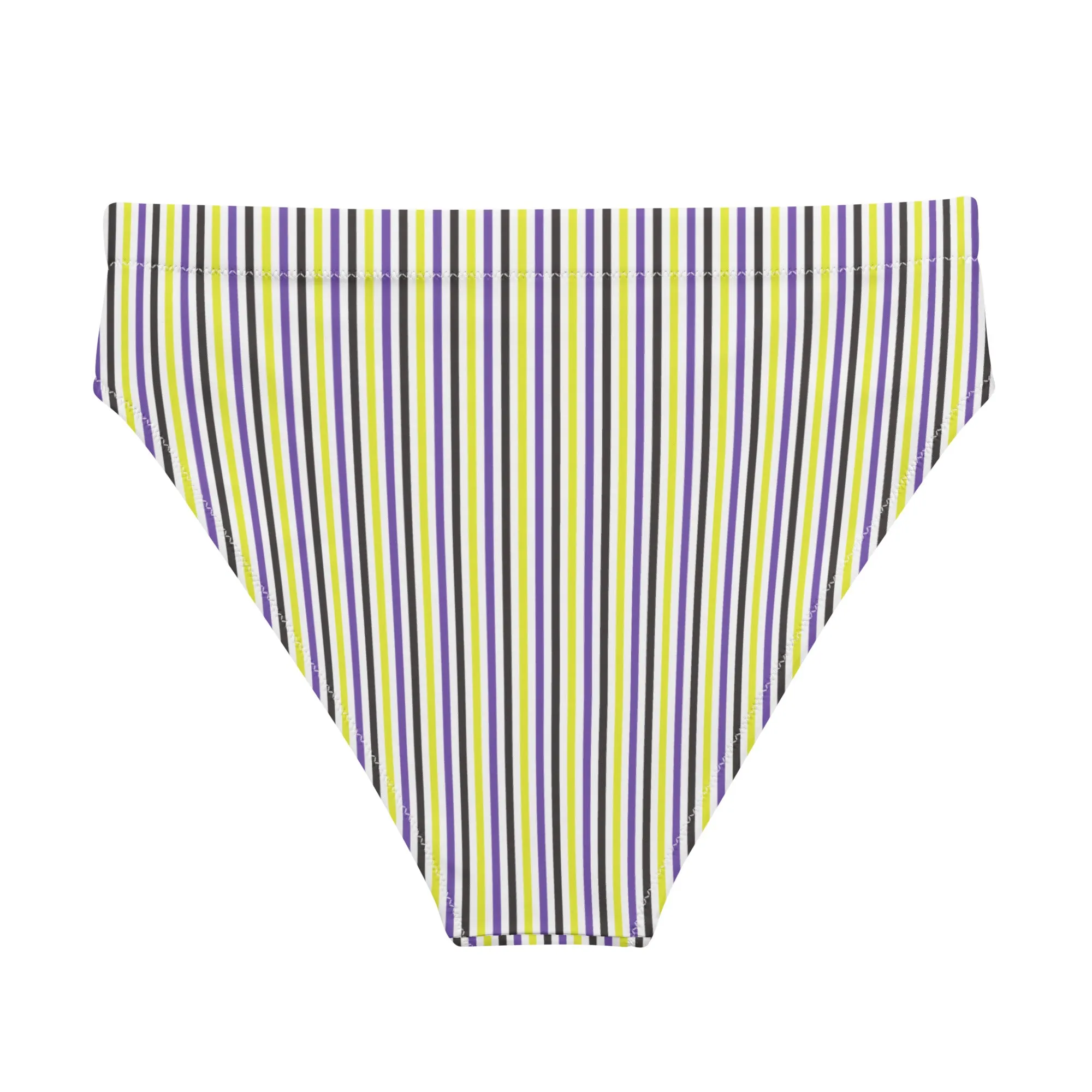 Non-Binary Striped High-Waisted Athletic Bikini Bottom