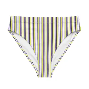 Non-Binary Striped High-Waisted Athletic Bikini Bottom
