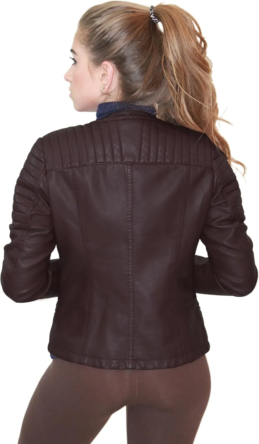 Olivia Miller Womens Plus Size Faux Leather Zip Biker Jacket