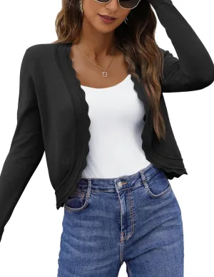 OmicGot Women's Long Sleeve Cardigan Sweaters Open Front Cropped Bolero Shrugs for Dresses S-XL