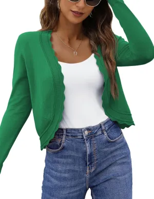 OmicGot Women's Long Sleeve Cardigan Sweaters Open Front Cropped Bolero Shrugs for Dresses S-XL