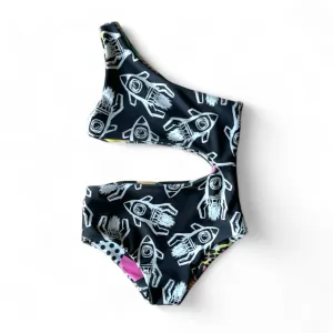 One Shoulder Reversible Swimsuit - Rad Rockets