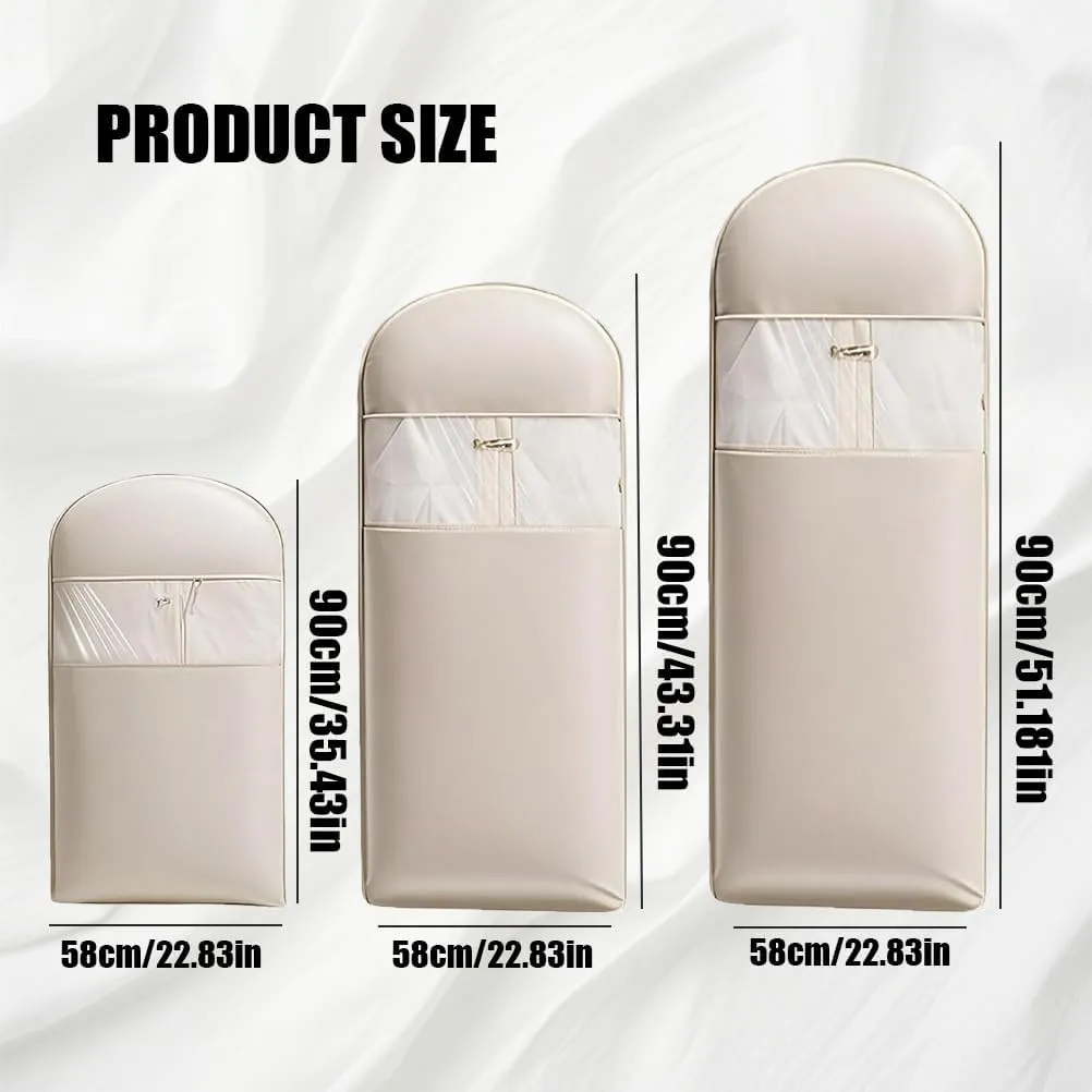 Othervisie,Space Saving Hanging Garment Bag with Self Compression Zipper,Space Saver Closet Organizers,Dust Cover Clothes Bags for Down Coat (WHITE, M)