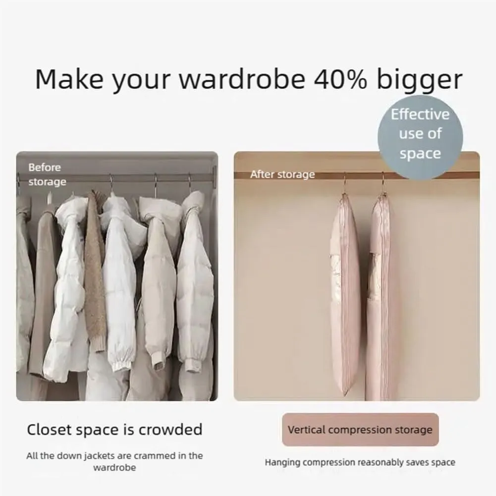 Otherwise Garment Bags, 2025 Space Saving Hanging Garment Bag with Self Compression Zipper, Hanging Bags, Protects Clothes from Wrinkles, Save Space (Gray -1Pcs, L)