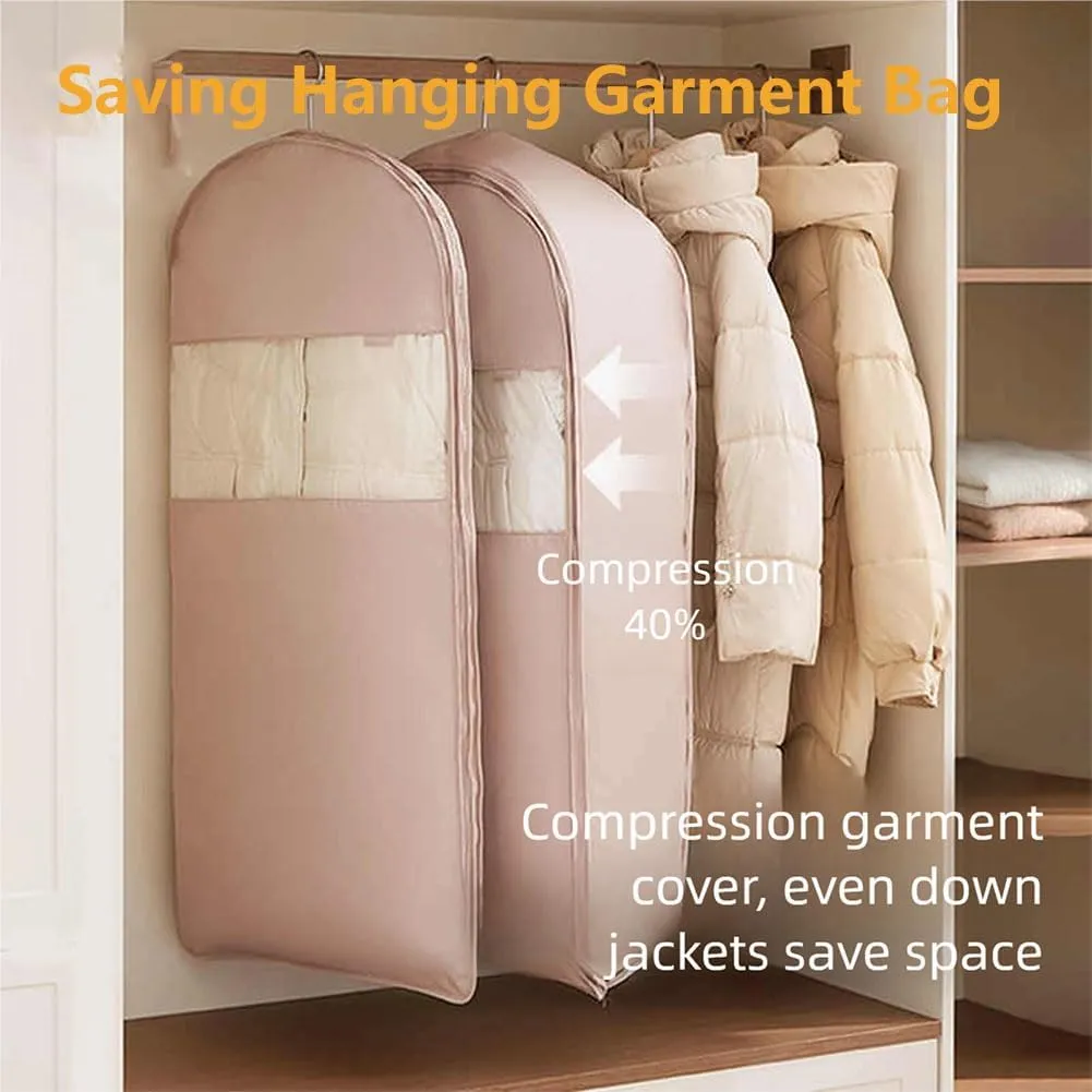 Otherwise Garment Bags, 2025 Space Saving Hanging Garment Bag with Self Compression Zipper, Hanging Bags, Protects Clothes from Wrinkles, Save Space (Gray -1Pcs, L)