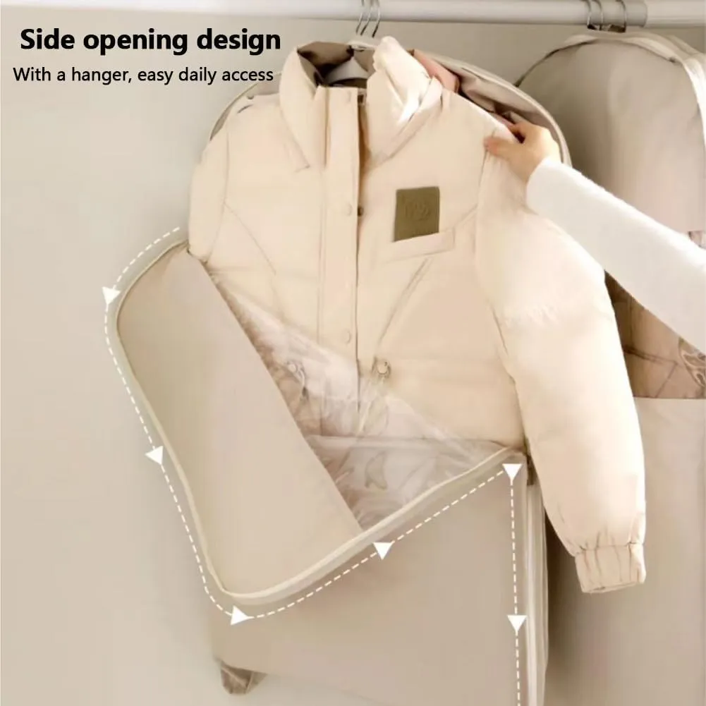 Otherwisie Space Saving Hanging Garment Bag with Self Compression Zipper, Reusable Dust Cover Closet Organizers for Closet Storage, Clothes Protectors for Hanging Clothes (B, M*2)