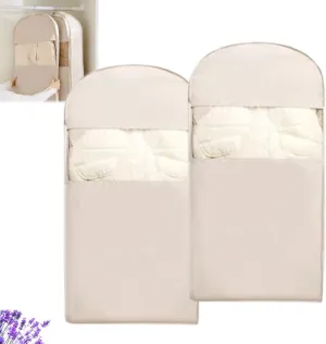 Otherwisie Space Saving Hanging Garment Bag with Self Compression Zipper, Reusable Dust Cover Closet Organizers for Closet Storage, Clothes Protectors for Hanging Clothes (B, M*2)