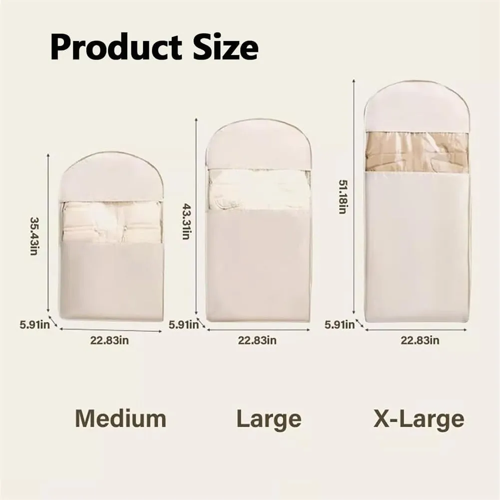 Otherwisie Space Saving Hanging Garment Bag with Self Compression Zipper, Reusable Dust Cover Closet Organizers for Closet Storage, Clothes Protectors for Hanging Clothes (B, M*2)