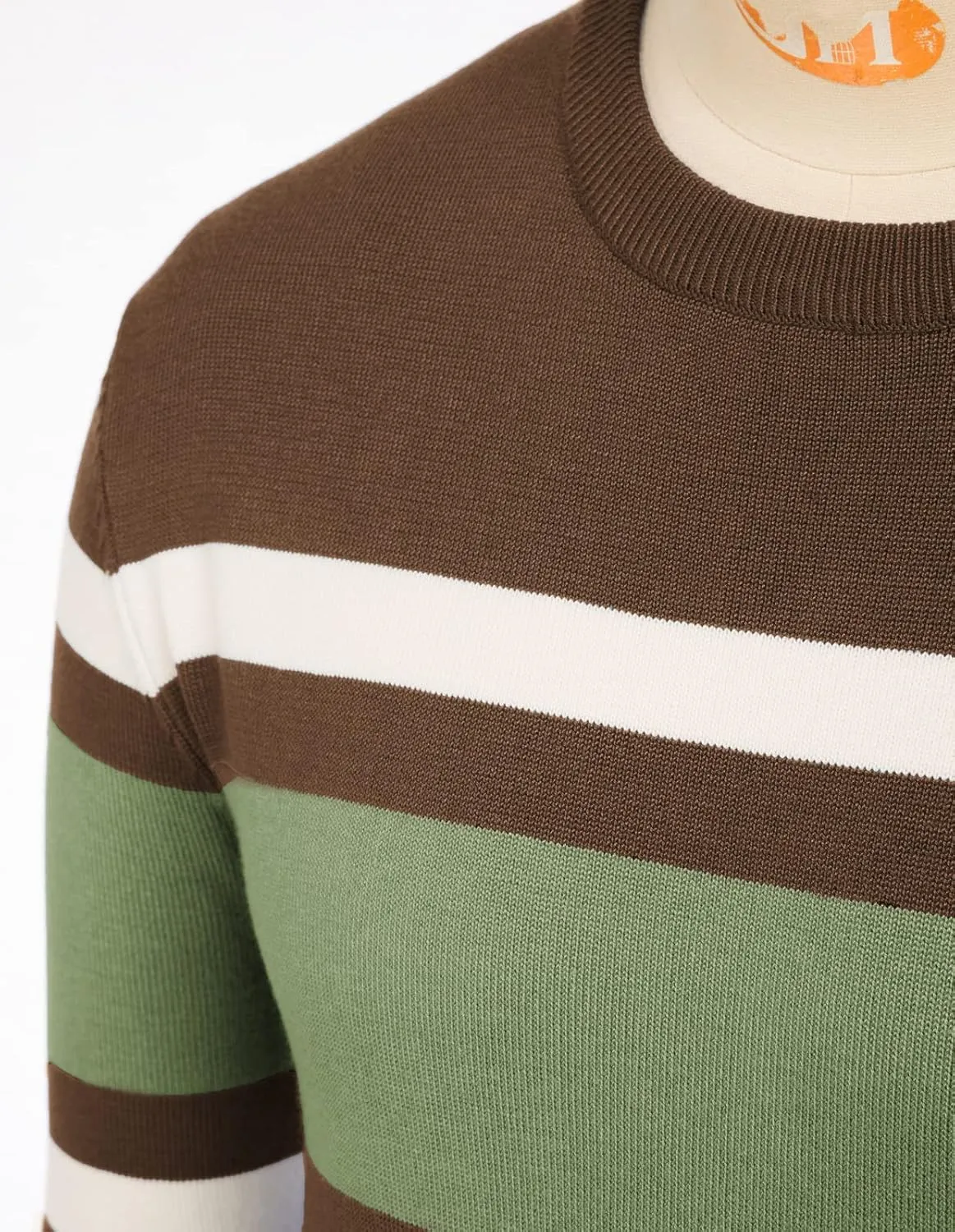 PJ Paul Jones Mens Striped Pullover Sweater Crewneck Contrast Fine Knitted Sweaters
