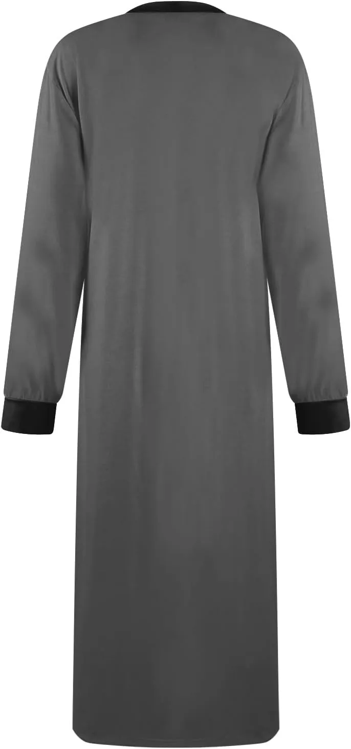 Plus Size Nightgowns for Women Soft Cotton Long Sleeve Midi Sleep Shirts Loose Fit Button Pajama Dress Sleepwear