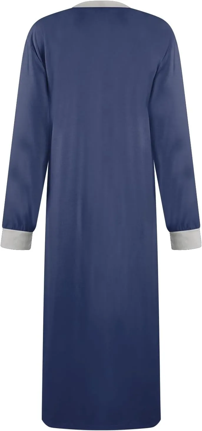 Plus Size Nightgowns for Women Soft Cotton Long Sleeve Midi Sleep Shirts Loose Fit Button Pajama Dress Sleepwear