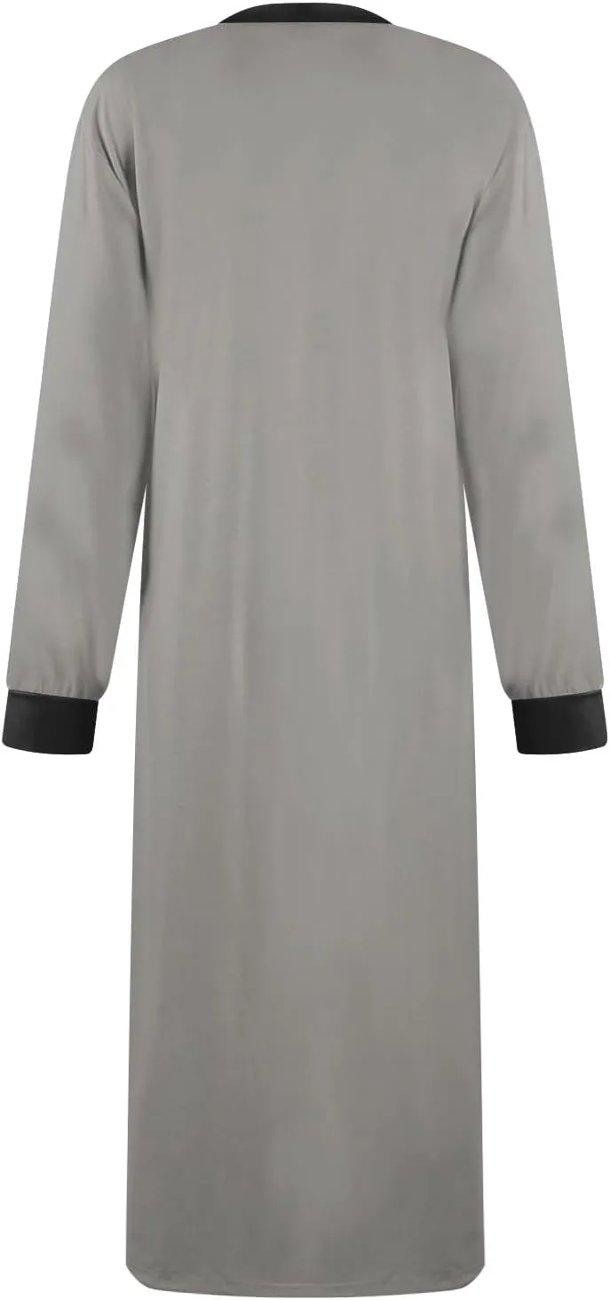Plus Size Nightgowns for Women Soft Cotton Long Sleeve Midi Sleep Shirts Loose Fit Button Pajama Dress Sleepwear