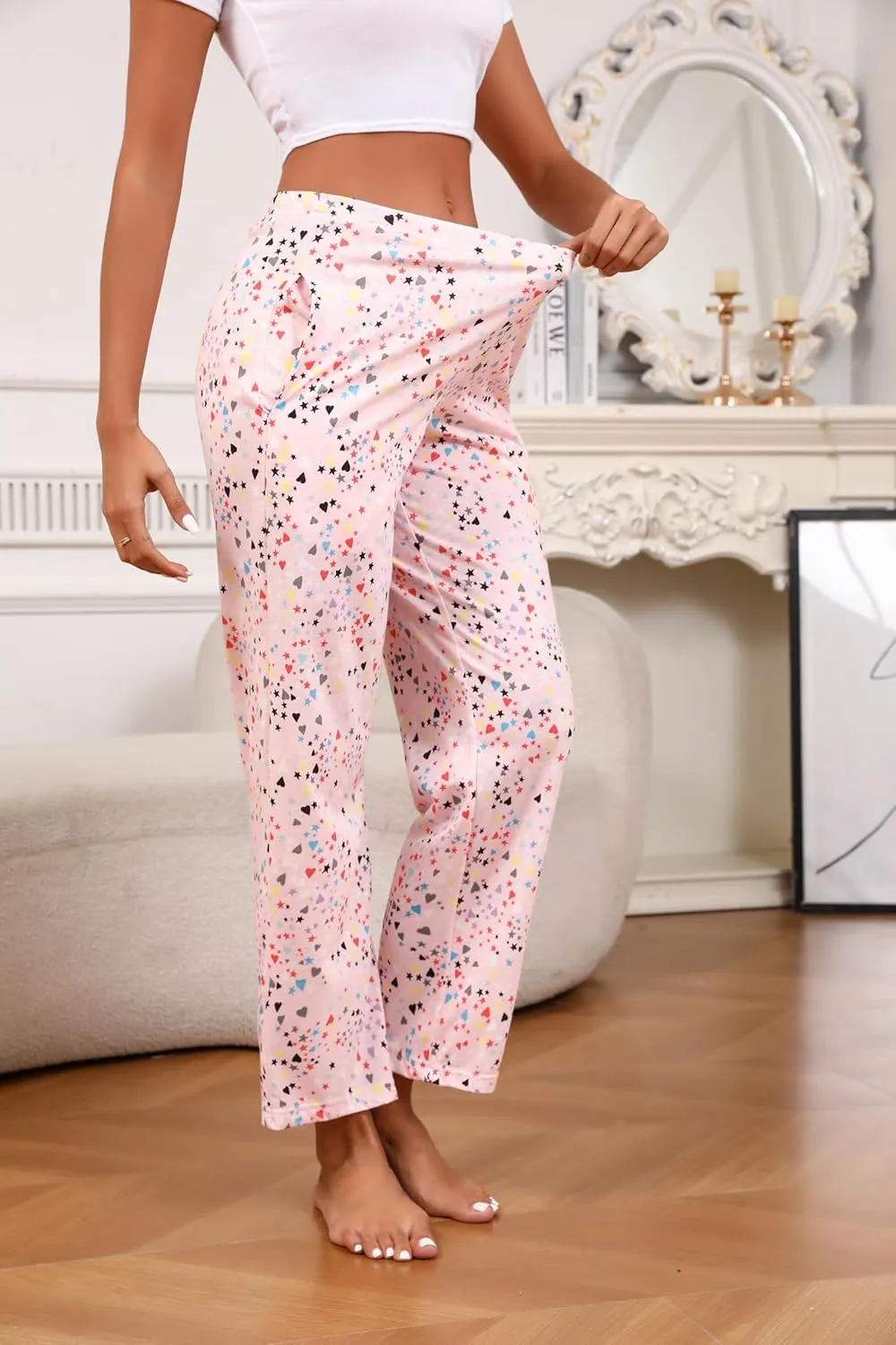 PNAEONG Pajama Pants Women 3 Pack Soft Cotton Lounge Pants Comfy Casual Pajama Bottoms with Elastic Waistband & Pockets