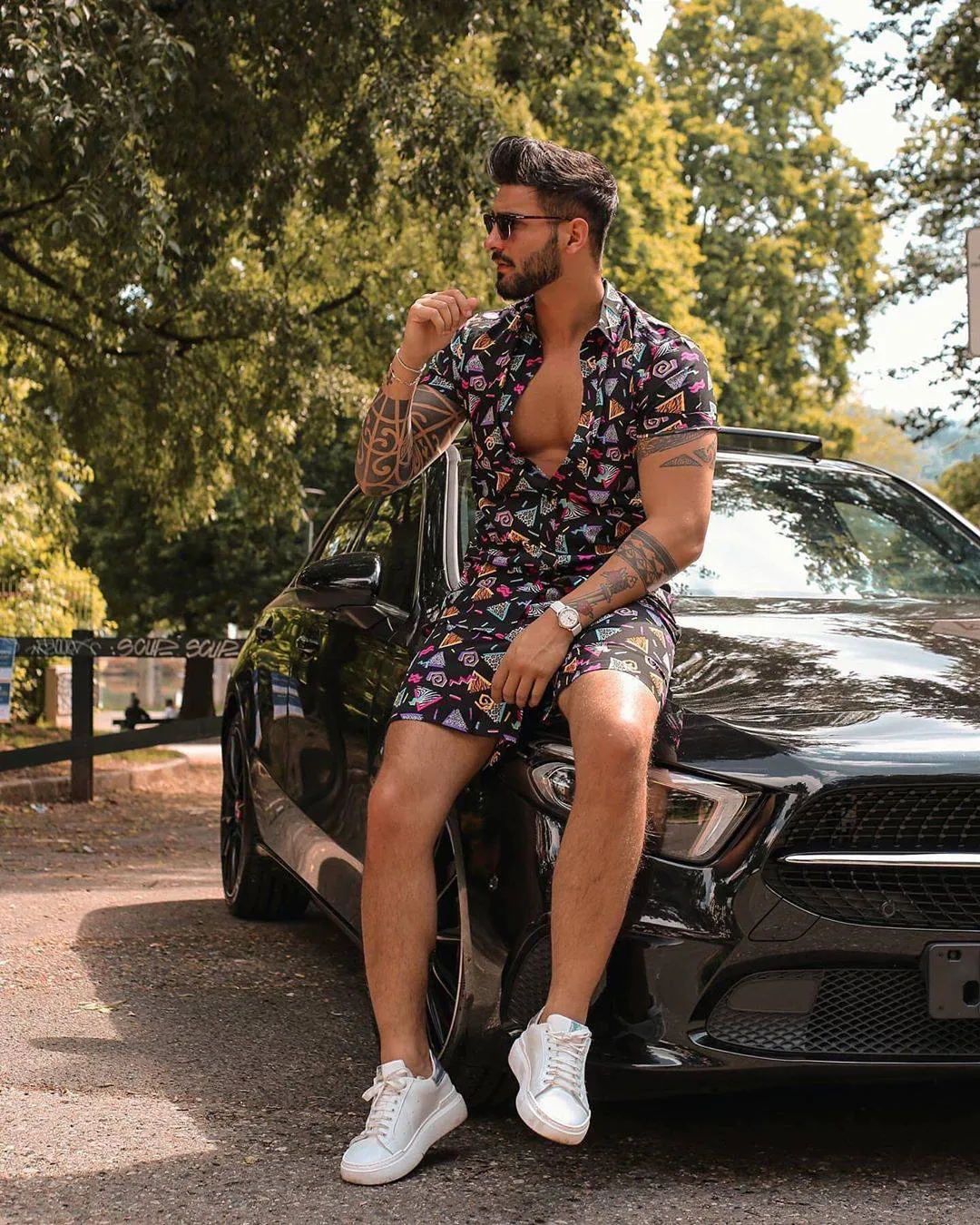 Printed Retro Casual Holiday Suit for Men