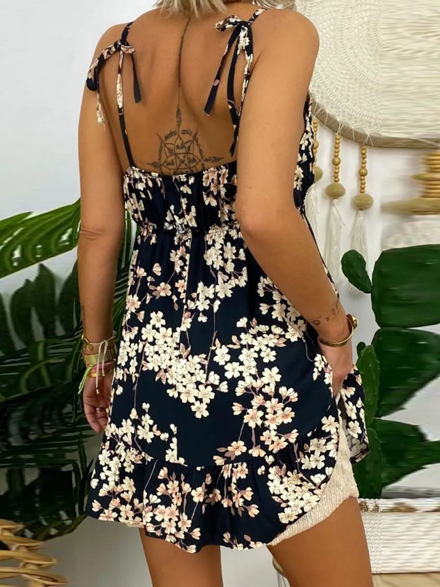 Printed Sling V-Neck Suit