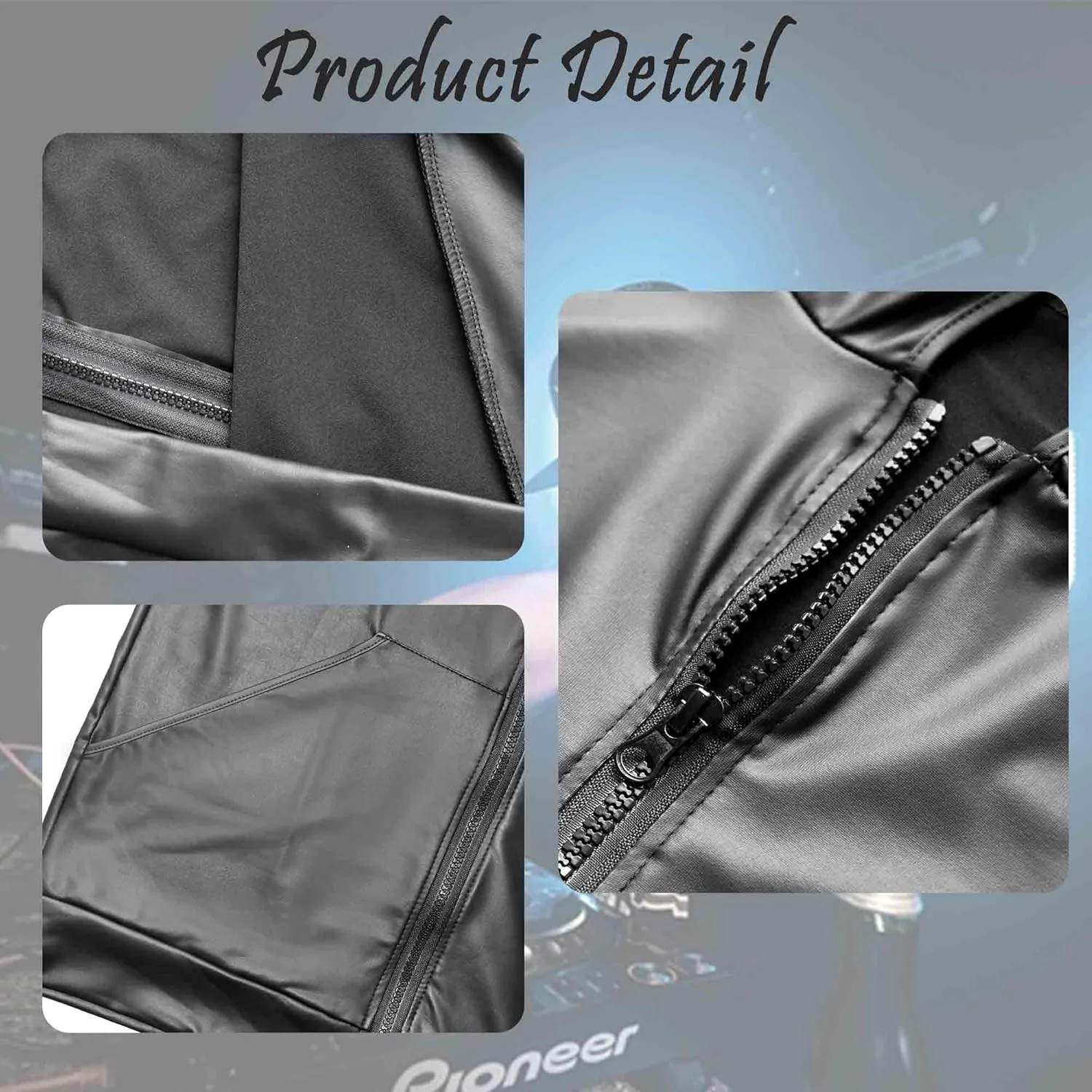 QiaTi Men's Faux Leather Vest Undershirt Mens Sleeveless Tank Top Zipper Stand Collar Shirt Muscle Waistcoats Fit Athletic