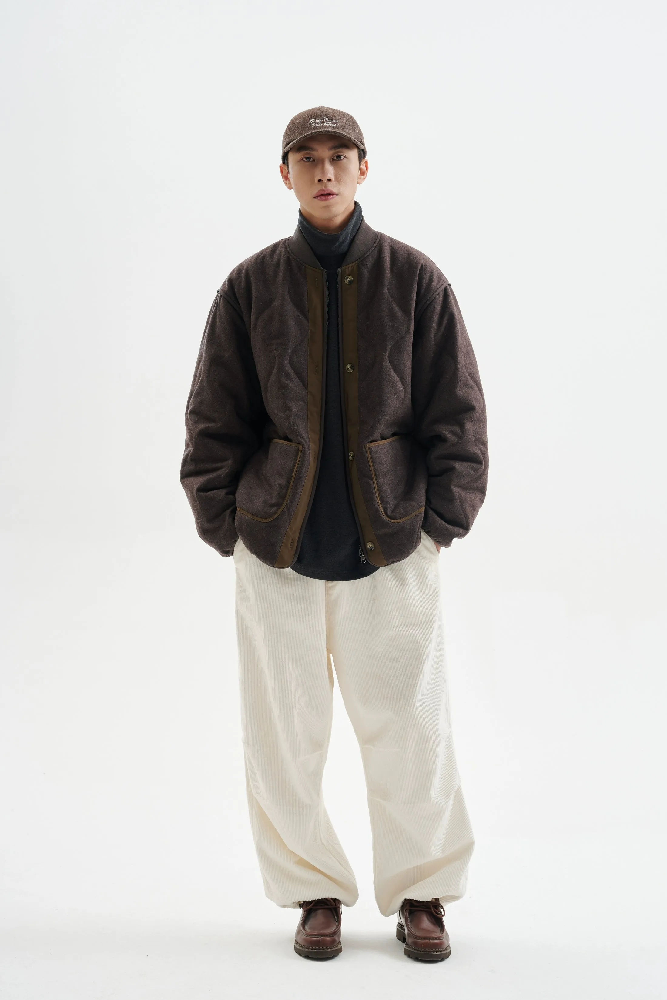 Quilted Drop Shoulder Button Jacket with Front Pockets