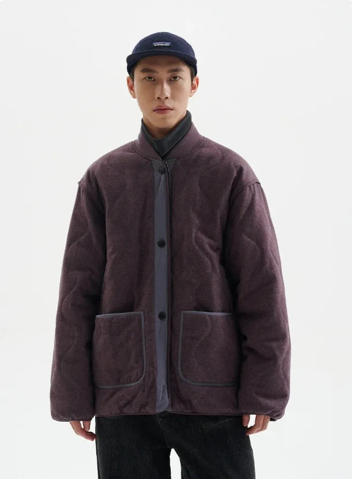 Quilted Drop Shoulder Button Jacket with Front Pockets