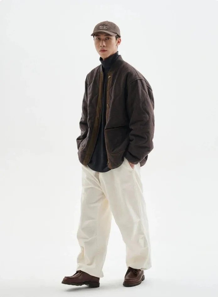 Quilted Drop Shoulder Button Jacket with Front Pockets