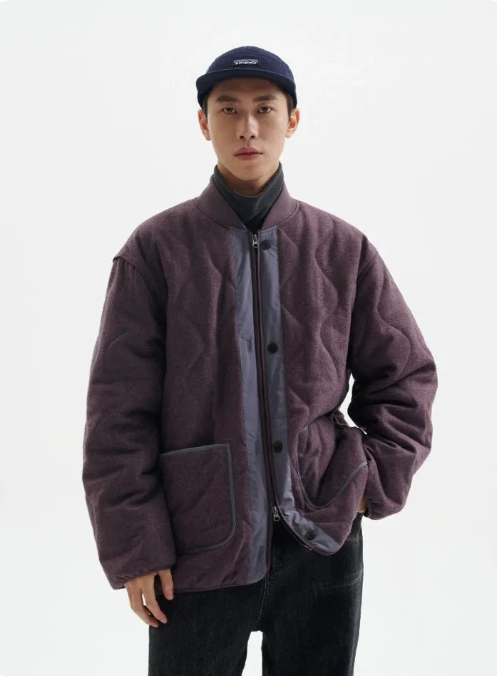 Quilted Drop Shoulder Button Jacket with Front Pockets
