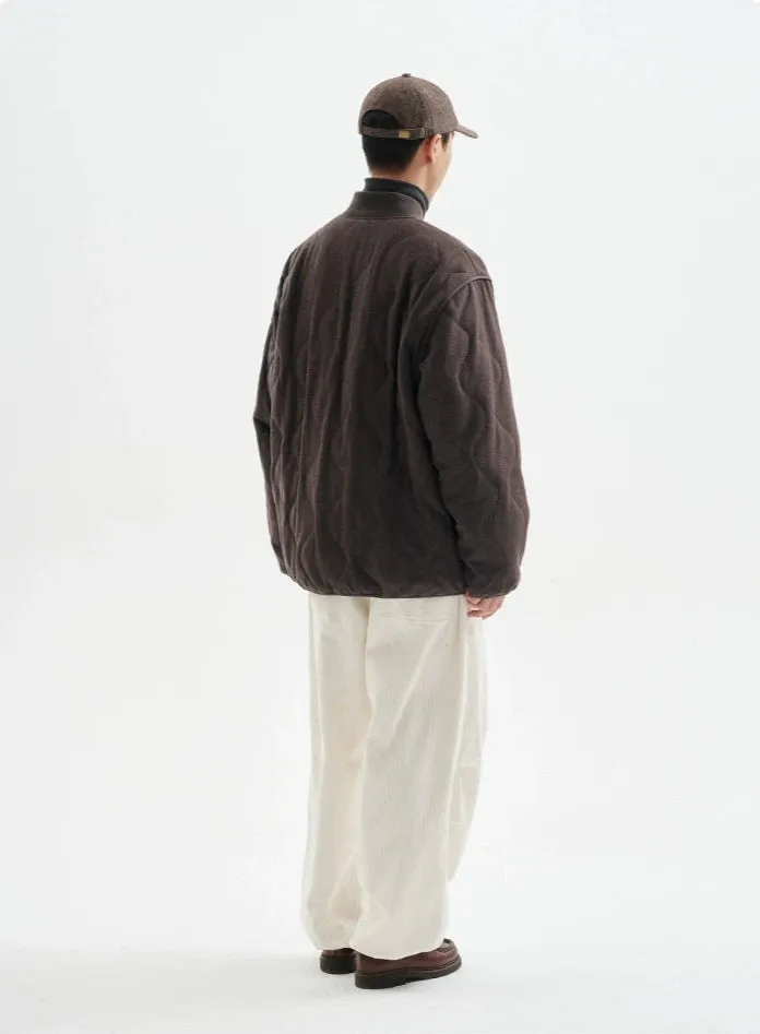 Quilted Drop Shoulder Button Jacket with Front Pockets
