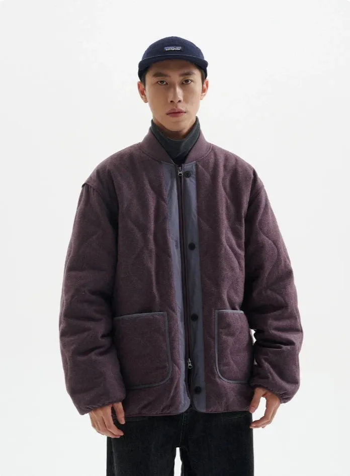 Quilted Drop Shoulder Button Jacket with Front Pockets