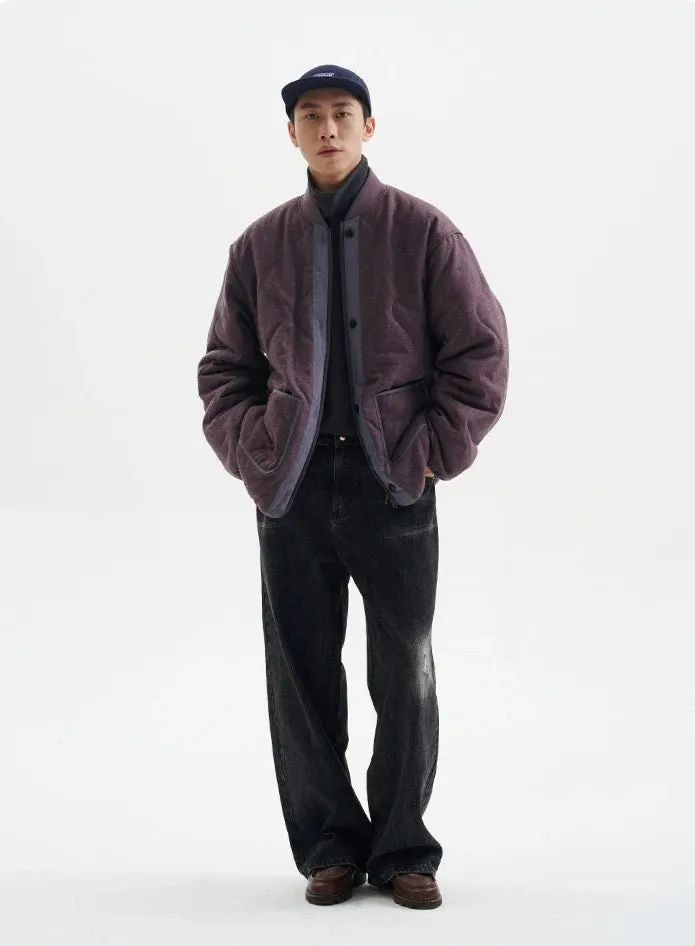 Quilted Drop Shoulder Button Jacket with Front Pockets