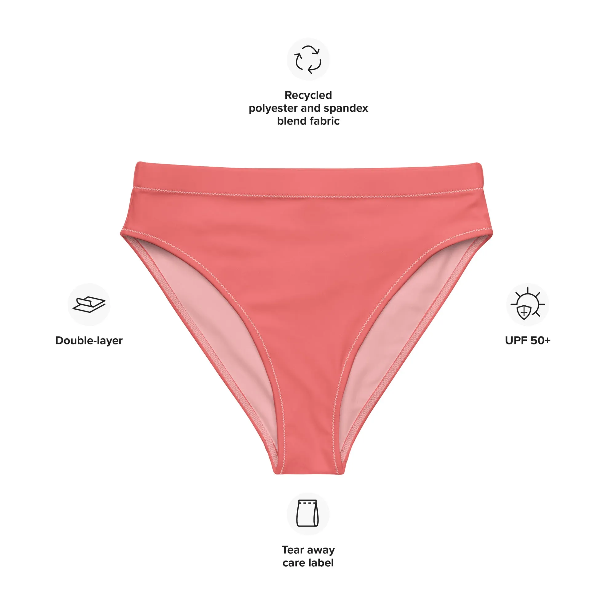 Rainbow Solid High-Waisted Athletic Bikini Bottom