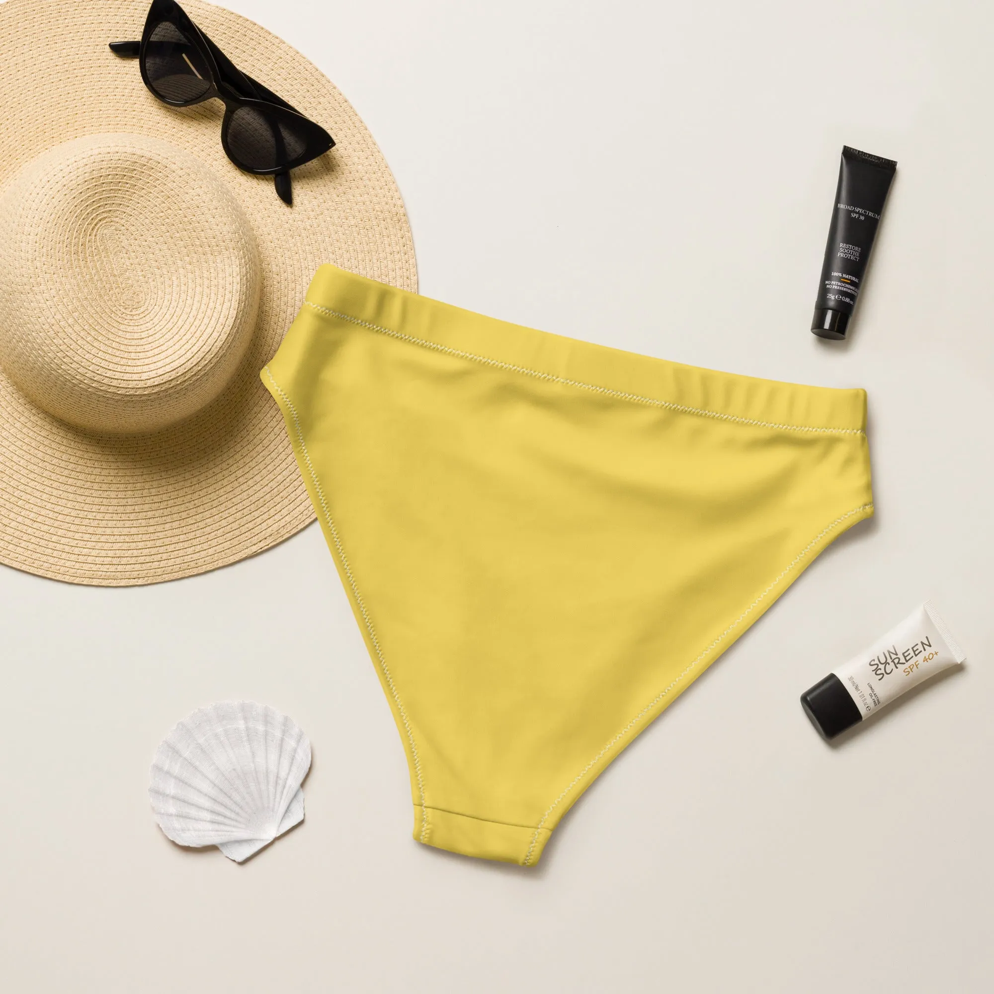 Rainbow Solid High-Waisted Athletic Bikini Bottom
