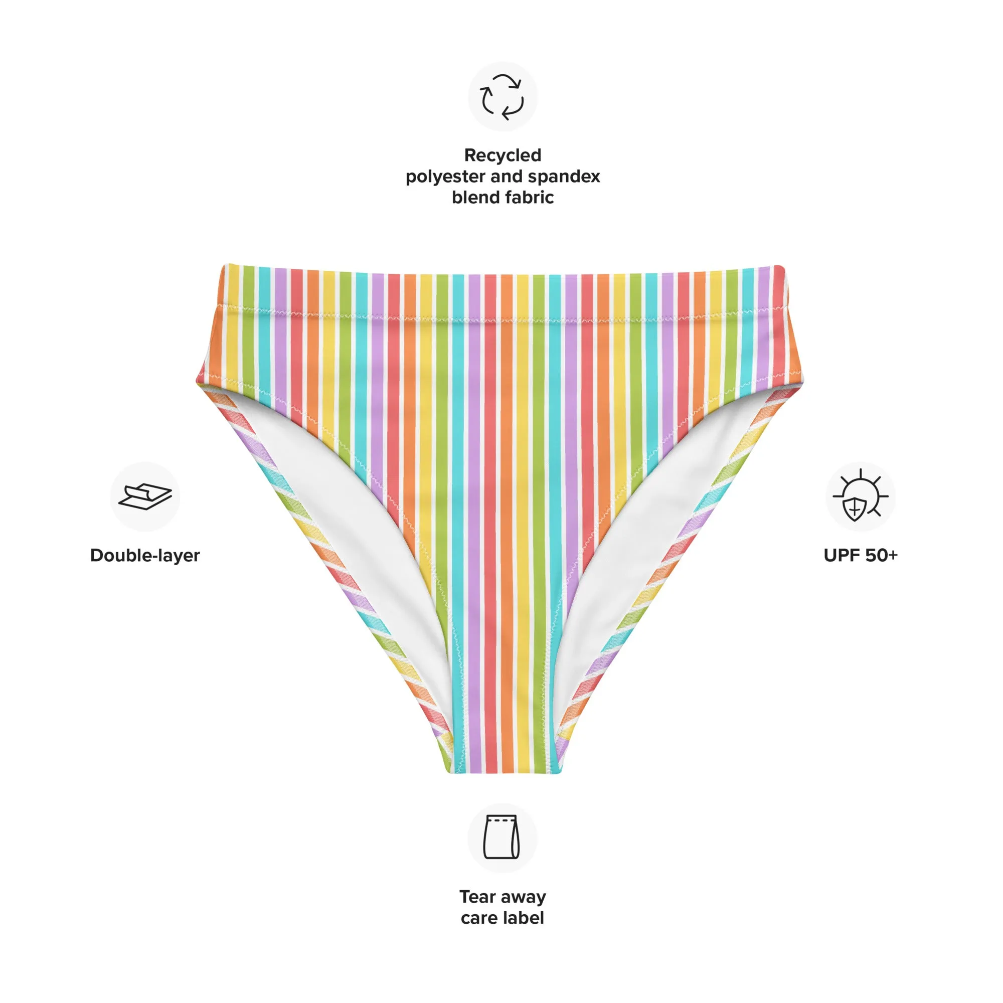 Rainbow Striped Athletic Bikini Bottom