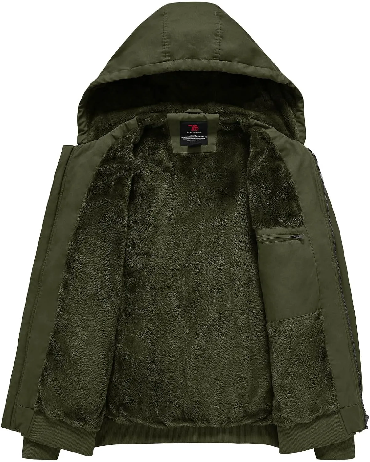 Rdruko Men's Work Jackets Flannel Lined Insulated Cotton Workwear Hooded Winter Coats
