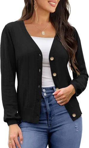 REDHOTYPE Women's Cardigans Button Down V Neck Casual Sweater Open Front Cardigan Sweaters