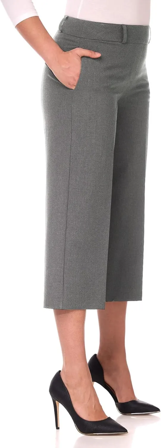 Rekucci Desk to Dinner Wide Leg Capris for Women, Flowy and Stretchy Chic Capri Pants