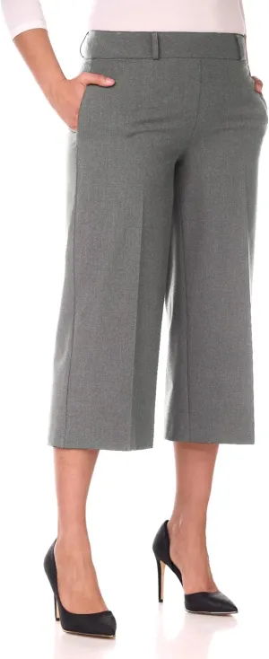 Rekucci Desk to Dinner Wide Leg Capris for Women, Flowy and Stretchy Chic Capri Pants