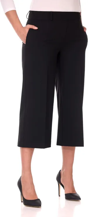 Rekucci Desk to Dinner Wide Leg Capris for Women, Flowy and Stretchy Chic Capri Pants