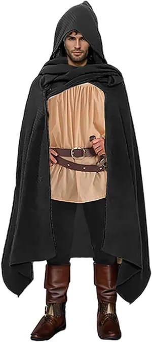 Renaissance Cloaks for Men Women, Versatile Cosplay Hooded Coat Medieval Apocalyptic Cape Holiday Outfit