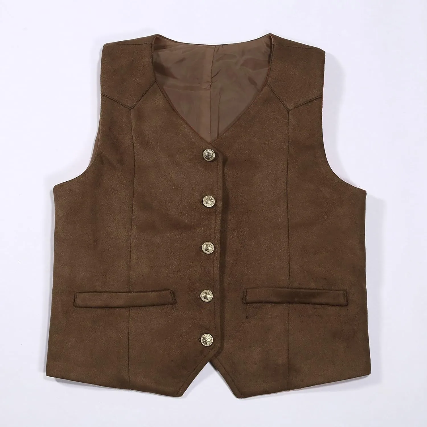 Retro Boys Cowboy Vest Suede Leather Costume Style Western Vest Vintage Waistcoat Outdoor Beer Festivals