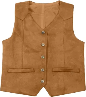 Retro Boys Cowboy Vest Suede Leather Costume Style Western Vest Vintage Waistcoat Outdoor Beer Festivals