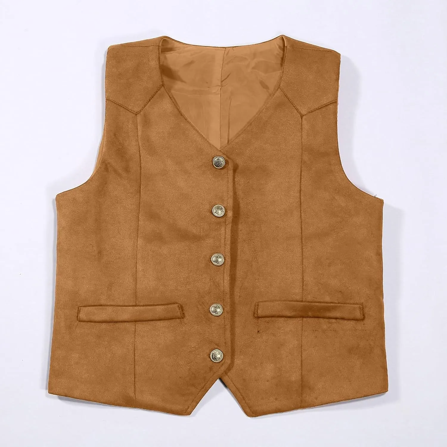 Retro Boys Cowboy Vest Suede Leather Costume Style Western Vest Vintage Waistcoat Outdoor Beer Festivals
