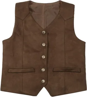 Retro Boys Cowboy Vest Suede Leather Costume Style Western Vest Vintage Waistcoat Outdoor Beer Festivals