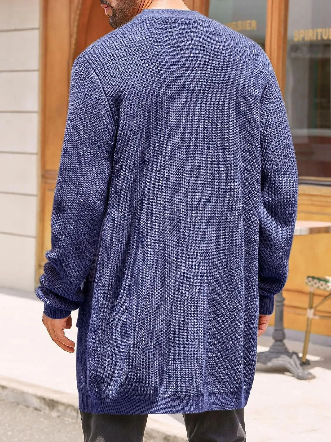 Runcati Mens Cardigan Sweater Casual Cable Knit V Neck Open Front Ribbed Long Winter Sweaters