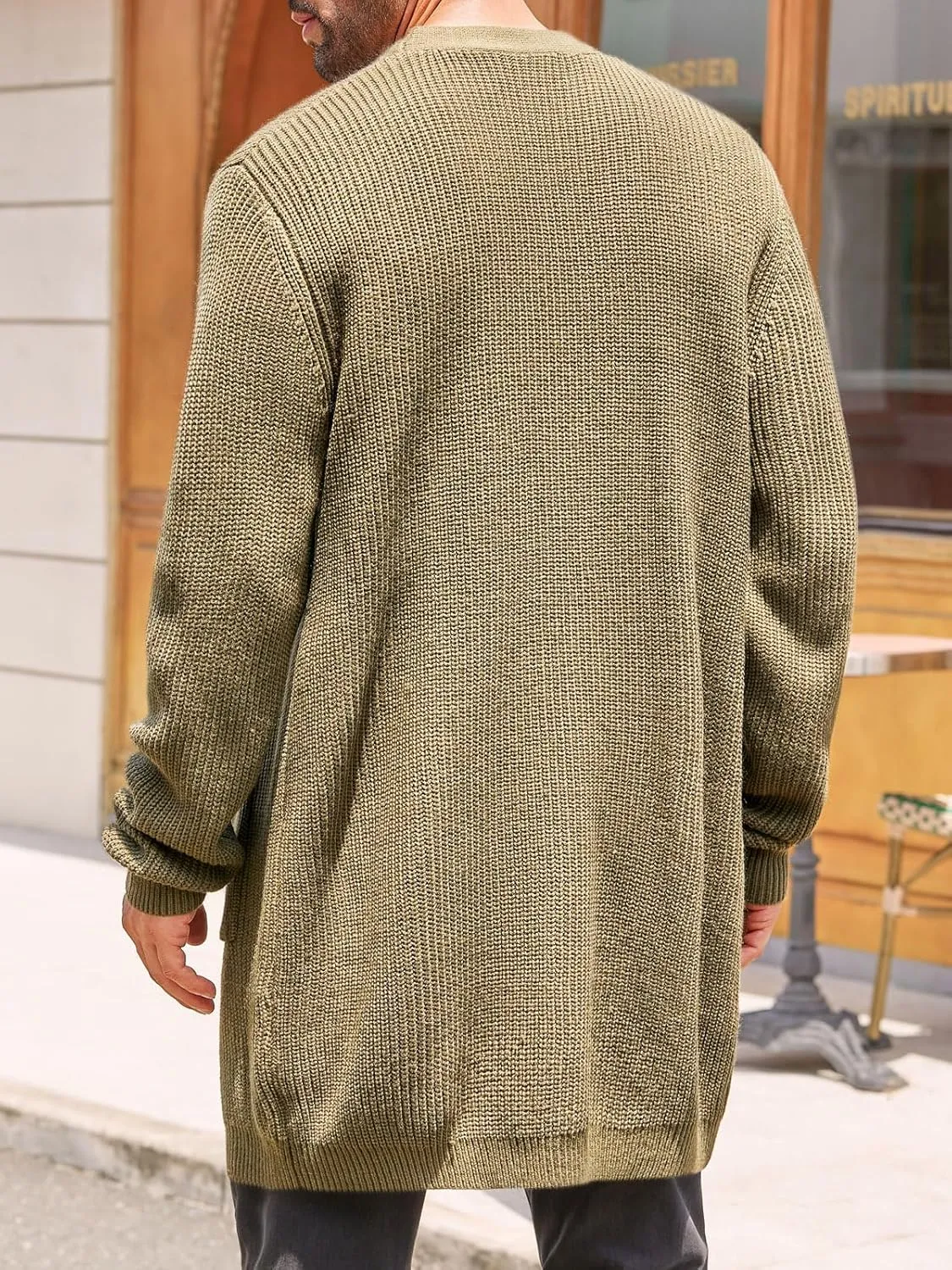 Runcati Mens Cardigan Sweater Casual Cable Knit V Neck Open Front Ribbed Long Winter Sweaters