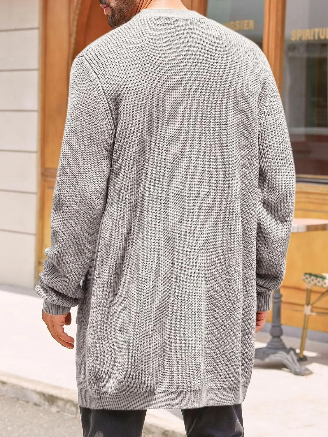 Runcati Mens Cardigan Sweater Casual Cable Knit V Neck Open Front Ribbed Long Winter Sweaters