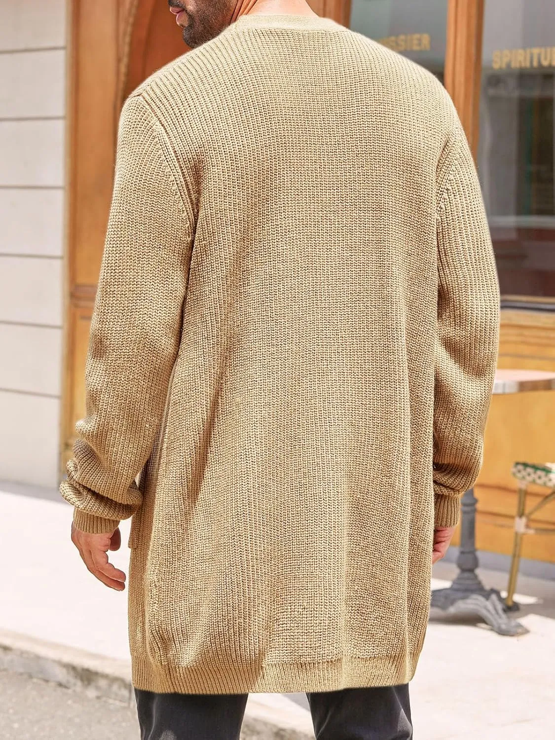 Runcati Mens Cardigan Sweater Casual Cable Knit V Neck Open Front Ribbed Long Winter Sweaters