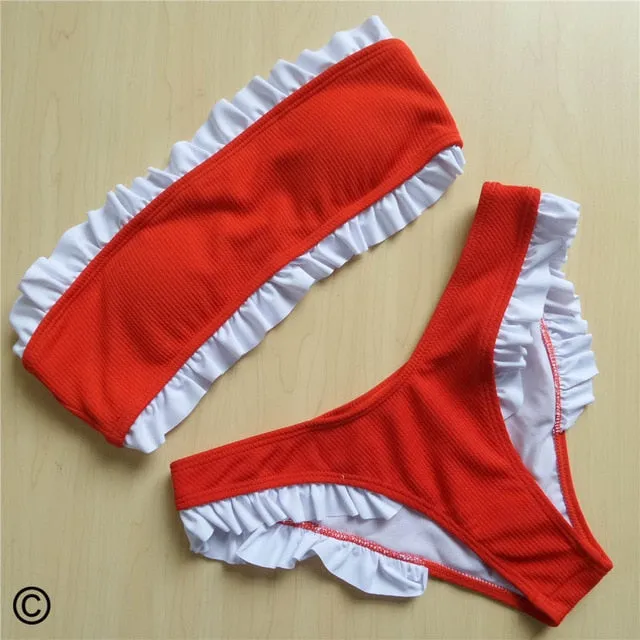 Sexy Bandeau Ruffle Strapless Bikini