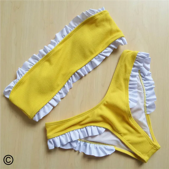 Sexy Bandeau Ruffle Strapless Bikini