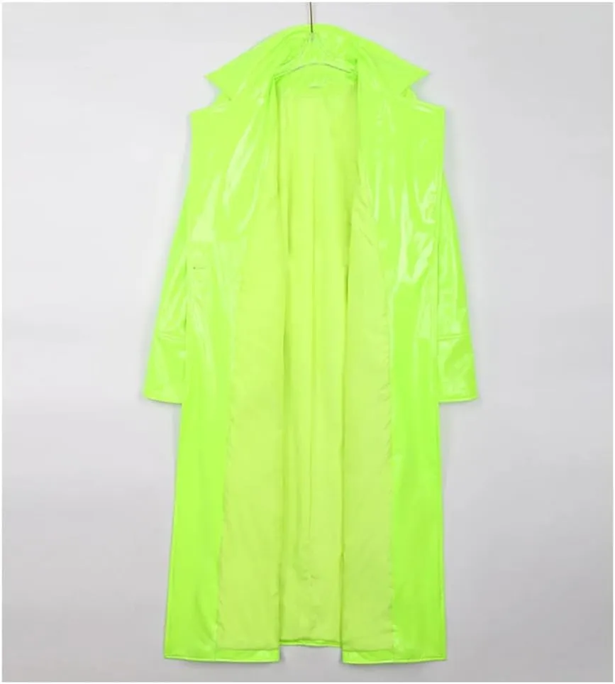 Shiny PVC Leather Long Oversized Trench Coat for Women Single Breasted Sashes Runway Overcoats