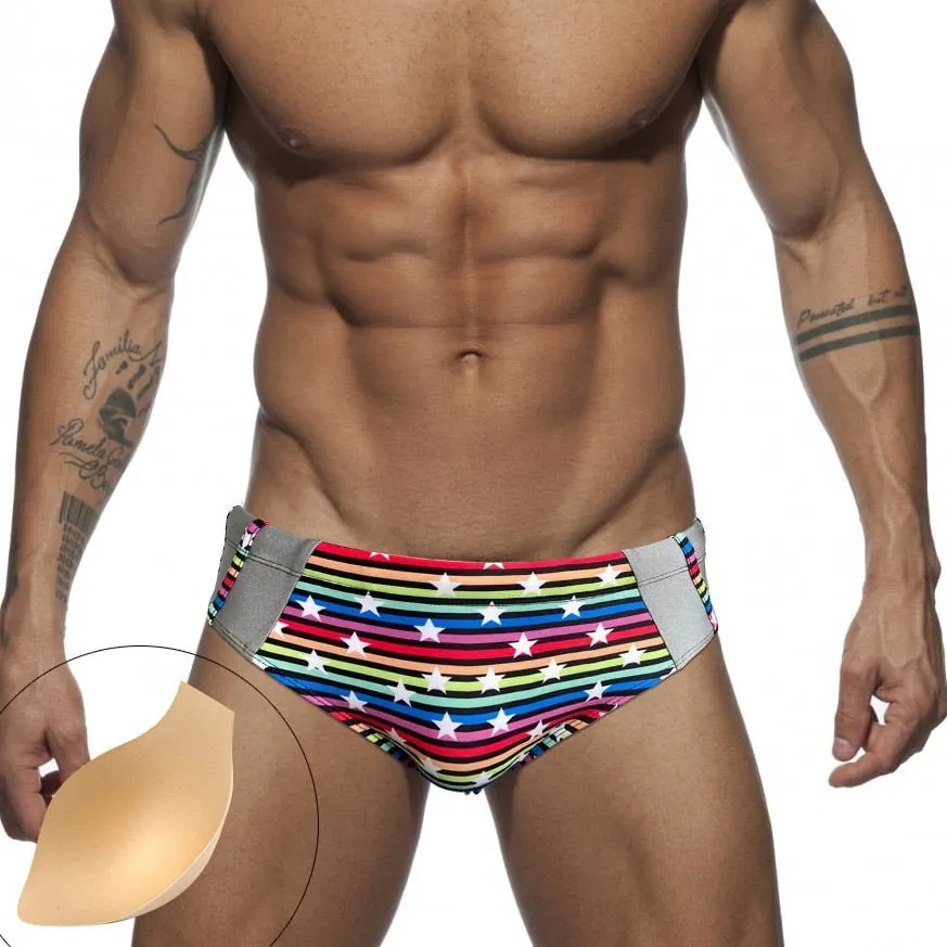 Silver Stud Rainbow Swim Briefs