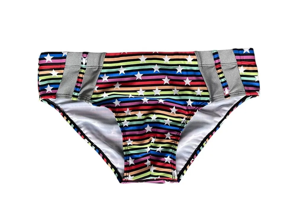 Silver Stud Rainbow Swim Briefs